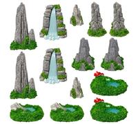 Sxutop 14 Pièces 7 Styles Mini Bonsaï Montagne Miniature Rockery Décoration Miniature Ornement De Bonsaï Mini de Rocaille et Bassin Artificiel Résine Bonsaï Montagne en Résine pour Jardin, Extérieur