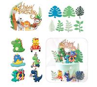 Sxutop 14 Pièces Dinosaur Gâteau D'anniversaire Cake Topper Réutilisable Dinosaure Decoration Gateau Cupcake Topper Decoration Thème Dinosaures Happy Birthday Fournitures De Fête d'anniversaire