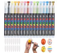 Sxutop 16 Couleurs Feutres en Porcelaine Feutre Acrylique à Pointe Marqueur Peinture Brush Marker Acrylique Marqueur Peinture avec Pointes de Remplacement pour Dessin de Motifs et Création de Designs