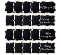 Sxutop 20 Pièces Mini Tableau Ardoise Double Face Petits Tableaux Noirs en Bois Effaçable Étiquettes en Bois à Suspendre Petite Ardoise Craie pour École Mariage Fête Décoration Messages