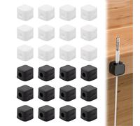 Sxutop 24 Pièces Support de Câble Magnétique Autocollant Clips de Gestion de Câbles Magnétiques Auto-Adhésif Organisateur de Câble Magnétique pour Bureau Maison Voiture Cable Management (Blanc, Noir)