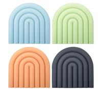 Sxutop 4 Pièces Dessous de Plat Arc en Ciel Tapis Dessous de Plat Silicone Résistant à la Chaleur sous Plats Table en Silicone Arc en Ciel sous Plats pour Casseroles Tasses Assiettes, 4 Couleurs