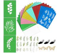 Sxutop 57 Pièces Kit Papier Cyanotype A5 Papier D'impression Solaire Cyanotype Feuilles de Haute Sensibilité D'impression Solaire Nature avec Matériaux Cyanotype et Panneau Plastiques pour DIY Crafts