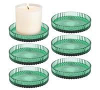 Sxutop 6 Pièces Plaque de Bougie Photophore Bougeoir en Verre Support Bougies Rond Coupelle Bougie Decoration 9cm Chandelier Verre Transparent pour Noël Salon Famille Fête Mariage Decoration et Dîner