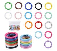 Sxutop 64 Pièces Mini Mousqueton Rond 24 mm, 16 Couleurs, pour Porte Clé