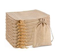 SXUUXB 20 Pièces Sac Toile de Jute 17x23 cm, en Lin Avec Cordon de Serrage, Rangement Réutilisable, Bijoux, Cadeaux Pour Mariage, Fête et Noël (Couleur Primaire)