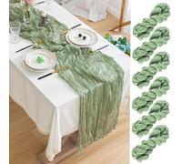 SXUUXB Lot de 6 Chemins de Table en Gaze de Coton, 90 x 300 cm Chemin de Table en Tulle Bohème, pour la Décoration d'anniversaire, Mariage & Baptême(Vert Sauge)
