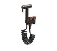 SXWYLZ Bidet Toilette Wc Douchette Kit avec Support Intégré Robinet D'Angle à Double Commande Pistolet de Pulvérisation à Double Mode et Flexible à Ressort de 2m pour Salle de Bain,Noir