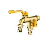 SXWYLZ Double Robinet Jardin 1/2 Antigel Robinet Exterieur Robinets D'Eau Froide Mural pour Arroser les Fleurs et Laver les Voitures,Cuivre