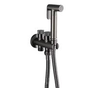 SXWYLZ Douchette Wc Kit Complet avec Tuyau Flexible Douchette à Main pour Bidet Une Entrée et Deux Sorties Adapté au Nettoyage des Sols et à la Douche des Animaux,Gris