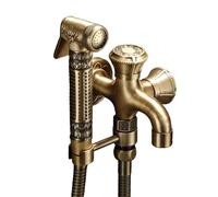SXWYLZ Ensemble de Douchette à Main pour Bidet Ensemble de Pistolet de Pulvérisation de Toilette Robinet Double Mural pour Salle de Bain, Couleur Antique