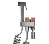 SXWYLZ Kit Douchette Bidet Wc Pulvérisateur de Douche pour L'Hygiène Intime Entrée Simple Deux Sorties Convient pour Balcon Mop Pool, Aluminium, Gris