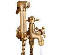 SXWYLZ Kit Douchette Wc avec Support Intégré Robinet Pistolet Pulvérisateur et Tuyau de 1,5m pour Toilettes et Mop Pool,Couleur Antique