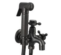 SXWYLZ Kit Douchette Wc Noir avec Support Intégré Robinet Pistolet Pulvérisateur et Tuyau de 1,5m pour Toilettes et Mop Pool