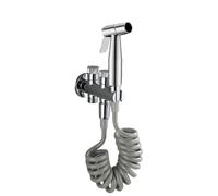 SXWYLZ Kit Douchette Wc Noir Ensemble de Pulvérisateur de Bidet Une Entrée et Deux Sorties pour le Nettoyage des Sols et L'Arrosage des Plantes,Chrome