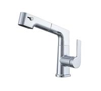 SXWYLZ Mitigeur Evier avec Douchette Extractible Chromé, Robinet de Salle de Bain Rotatif, Robinet Lavabo 3 Modes, Poignée Unique, Eau Chaude et Froide, Alliage de Zinc