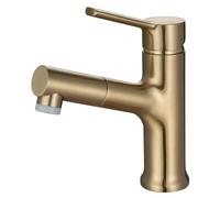 SXWYLZ Mitigeur Lavabo à Poignée Unique Robinet Salle Bain avec Douchette Extractible Robinet Evier à 2 Modes Eau Chaude et Eau Froide,Or Brossé