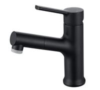 SXWYLZ Mitigeur Lavabo à Poignée Unique Robinet Salle Bain avec Douchette Extractible Robinet Evier à 2 Modes Eau Chaude et Eau Froide,Noir