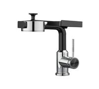 SXWYLZ Mitigeur Lavabo avec Douchette Extractible, Robinet Salle de Bain avec Douchette Extractible à 3 Modes, Robinet Mélangeur pour Évier à Poignée Unique, Eau Chaude et Eau Froide,Chromé + Noir