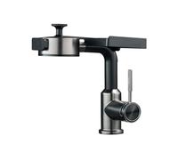 SXWYLZ Mitigeur Lavabo avec Douchette Extractible, Robinet Salle de Bain avec Douchette Extractible à 3 Modes, Robinet Mélangeur pour Évier à Poignée Unique, Eau Chaude et Eau Froide,Gris + Noir