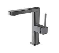 SXWYLZ Mitigeur Lavabo avec Eau Chaude et Froide Robinet Mélangeur Rotatif à 360° Mitigeur Salle de Bain avec Douchette Extractible Poignée Unique,Gris