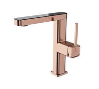 SXWYLZ Mitigeur Lavabo avec Eau Chaude et Froide Robinet Mélangeur Rotatif à 360° Mitigeur Salle de Bain avec Douchette Extractible Poignée Unique,Or Rose