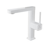 SXWYLZ Mitigeur Lavabo avec Eau Chaude et Froide Robinet Mélangeur Rotatif à 360° Mitigeur Salle de Bain avec Douchette Extractible Poignée Unique,Blanc