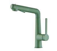 SXWYLZ Mitigeur Lavabo Haut Robinet Salle de Bain Pivotant avec Douchette Extractible Robinet D'Évier à 3 Modes Mitigeur à Hauteur Réglable Poignée Unique Eau Chaude et Froide,Vert