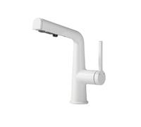 SXWYLZ Mitigeur Lavabo Salle de Bain à Poignée Unique Robinet Salle Bain à 2 Modes Robinetterie Evier avec Douchette Extractible Eau Chaude et Froide,Blanc