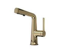 SXWYLZ Mitigeur Lavabo Salle de Bain à Poignée Unique Robinet Salle Bain à 2 Modes Robinetterie Evier avec Douchette Extractible Eau Chaude et Froide,Or Zirconium