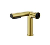 SXWYLZ Mitigeur Lavabo Salle de Bain avec Eau Chaude et Froide Robinet Lavabo Extensible Robinet Mélangeur à 3 Modes Poignée Unique Eau Chaude et Froide,Or Brossé