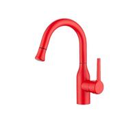 SXWYLZ Mitigeur Salle de Bain avec Douchette Extractible 2 Modes Robinet Evier Rotation à 360° Poignée Unique Robinet D'Eau Chaude et Froide,Rouge