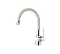 SXWYLZ Mitigeur Salle de Bain avec Douchette Extractible, Robinet Lavabo Rotatif à 360°, Robinet Evier à 2 Modes, Poignée Unique, Eau Chaude et Froide,Chrome+Blanc