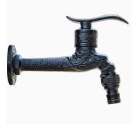 SXWYLZ Robinet de Jardin Antique Vintage Robinet D'Eau Froide À Long Manche Robinet Exterieur Mural Laiton Robinet Fontaine Exterieur Jardin,Noir