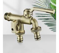 SXWYLZ Robinet de Jardin À Double Sortie Robinet Exterieur Jardin 1/2 Double Robinet Eau Froide Applique Robinet Exterieur Robinet Exterieur Jardin Antigel,Bronze