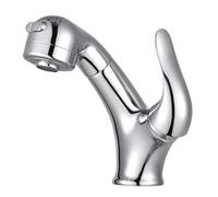 SXWYLZ Robinet de Lavabo avec Douchette Extensible 2 Modes Robinet Lavabo Salle de Bain Poignée Unique Robinets D'Eau Chaude et Froide,Chrome