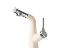 SXWYLZ Robinet de Lavabo avec Douchette Extensible Mitigeur Evier Pivotant et Hauteur Réglable Robinet D'Évier à 3 Modes, Poignée Unique, Eau Chaude et Froide, Alliage de Zinc,Blanc