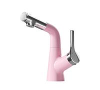 SXWYLZ Robinet de Lavabo avec Douchette Extensible Mitigeur Evier Pivotant et Hauteur Réglable Robinet D'Évier à 3 Modes, Poignée Unique, Eau Chaude et Froide, Alliage de Zinc,Rose