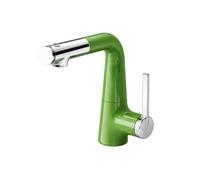 SXWYLZ Robinet de Lavabo avec Douchette Extensible, Robinet de Salle de Bain Pivotant, Mitigeur Douche de 3 Modes, Poignée Unique, Eau Chaude et Froide, Alliage,Vert