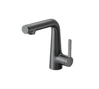 SXWYLZ Robinet de Lavabo avec Douchette Extensible, Robinet de Salle de Bain Pivotant, Mitigeur Douche de 3 Modes, Poignée Unique, Eau Chaude et Froide, Alliage,Gris