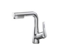 SXWYLZ Robinet de Lavabo avec Douchette Extensible, Robinet Salle Bain Pivotant à Douchette Extractible, Mitigeur D'Évier à 3 Modes, Poignée Unique, Eau Chaude et Froide,Chrome