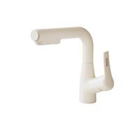 SXWYLZ Robinet de Lavabo avec Douchette Extensible, Robinet Salle Bain Pivotant à Douchette Extractible, Mitigeur D'Évier à 3 Modes, Poignée Unique, Eau Chaude et Froide,Blanc