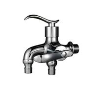 SXWYLZ Robinet de Lavabo de Salle de Bain Mural Robinet Double Sortie un Dedans Deux Dehors Robinets D'Eau Froide pour Machines à Laver 1/2, Chrome