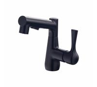 SXWYLZ Robinet de Salle de Bain avec Mitigeur de Lavabo Extractible Pivotant à 360° Relevable 3 Modes à Poignée Unique Robinet D'Eau Chaude et Froide,Noir