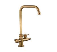 SXWYLZ Robinet D'Eau Froide Antique Robinets Double Sortie Jardin Pivotant à 360° Robinet Exterieur Jardin Antigel avec Répartiteur, Double Poignée
