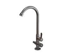 SXWYLZ Robinet D'Eau Froide Extérieur Antigel avec Inverseur Robinet Double Sortie Jardin Rotation à 360° Double Poignée,Gris
