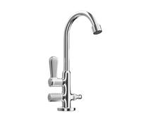 SXWYLZ Robinet D'Eau Froide Extérieur Chrome Robinet Double Sortie Antigel Pivotant à 360° avec Répartiteur 1/2, Double Poignée