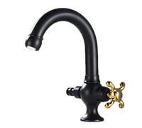 SXWYLZ Robinet D'Eau Froide Robinet Extérieur Antigel Robinets à Double Sortie avec Connecteur 1/2" Rotation à 360°,Noir + Or