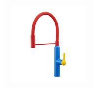 SXWYLZ Robinet D'Évier avec Tuyau Flexible en Silicone Mitigeur Cuisine Douchette Extractible Pivotant à 360° Robinet Mélangeur à 2 Modes Poignée Unique Eau Chaude et Froide,Rouge Jaune Bleu
