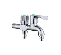 SXWYLZ Robinet Double Sortie en Laiton Mural Robinets Eau Froide un Dedans Deux Dehors Robinet de Salle de Bain pour Machines à Laver 1/2, Chromé